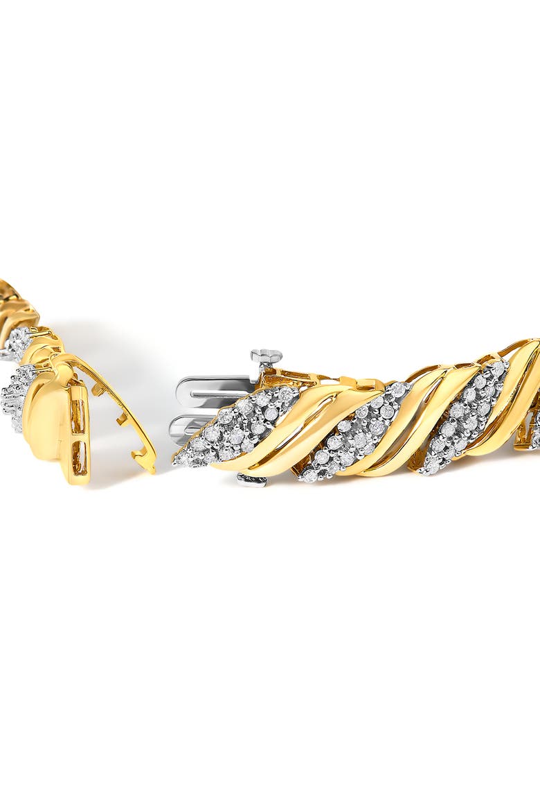 10K Yellow Gold 2.0 Cttw Diamond S-Link Twist Design Link Bracelet, Alternate, color, Yellow Gold