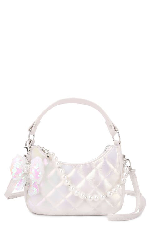 Kids' Bow Detail Iridescent Quilted Crossbody Bag