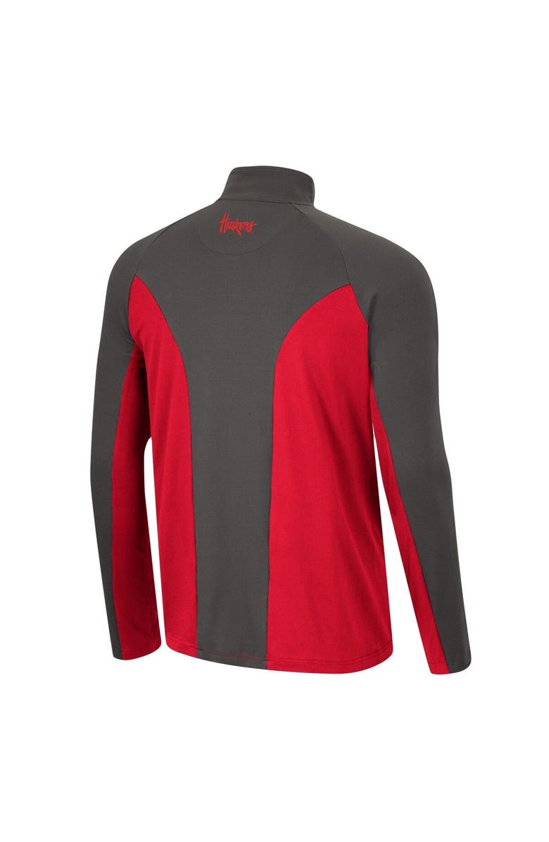 COLOSSEUM Men's Colosseum Scarlet/Charcoal Nebraska Huskers Two Yutes Raglan Quarter-Zip Windshirt, Alternate, color, 