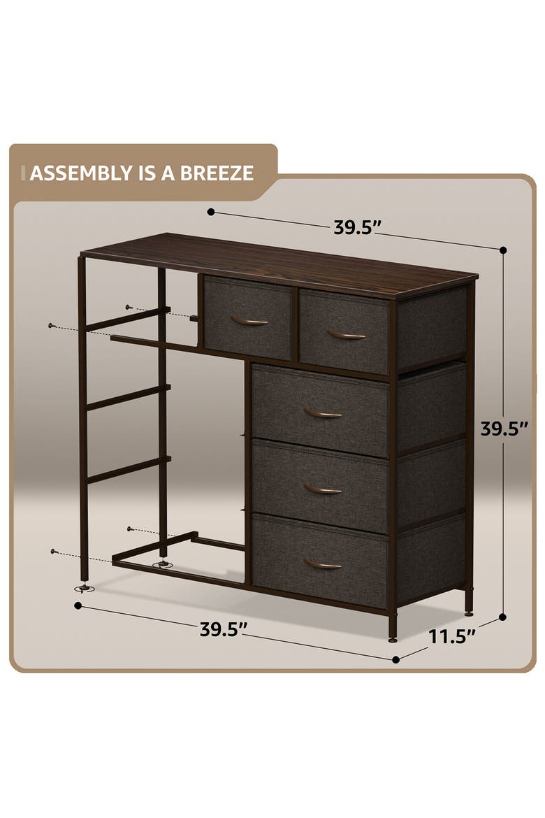 9-Drawer Chest Dresser, Alternate, color, BROWN