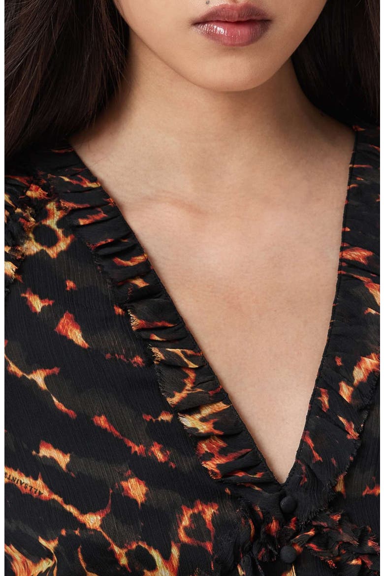 Silvie Print Ruffle Top, Alternate, color, PARDUS FLAME BROWN
