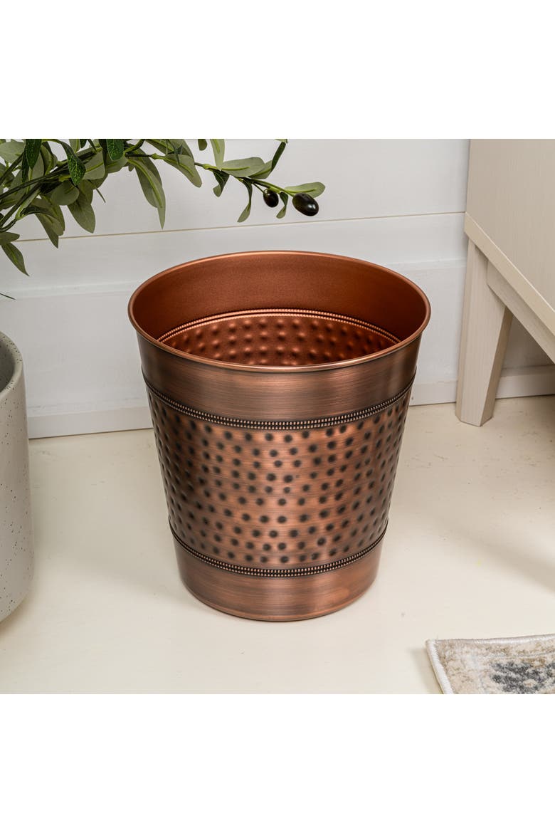 Riley Modern Classic Hammered Steel Accent 2 Gal Waste Bin, Alternate, color, Antique Copper