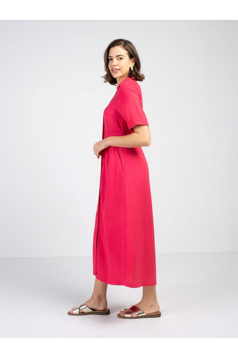 Short Sleeve Linen Shirt Dress, Alternate, color, Paradise Pink