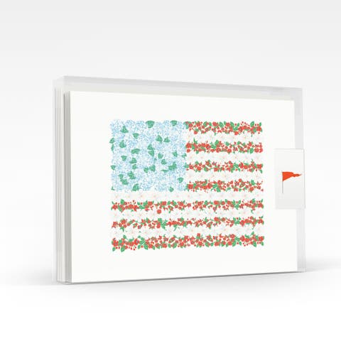 USA Floral Flag Greeting Card Pack Set