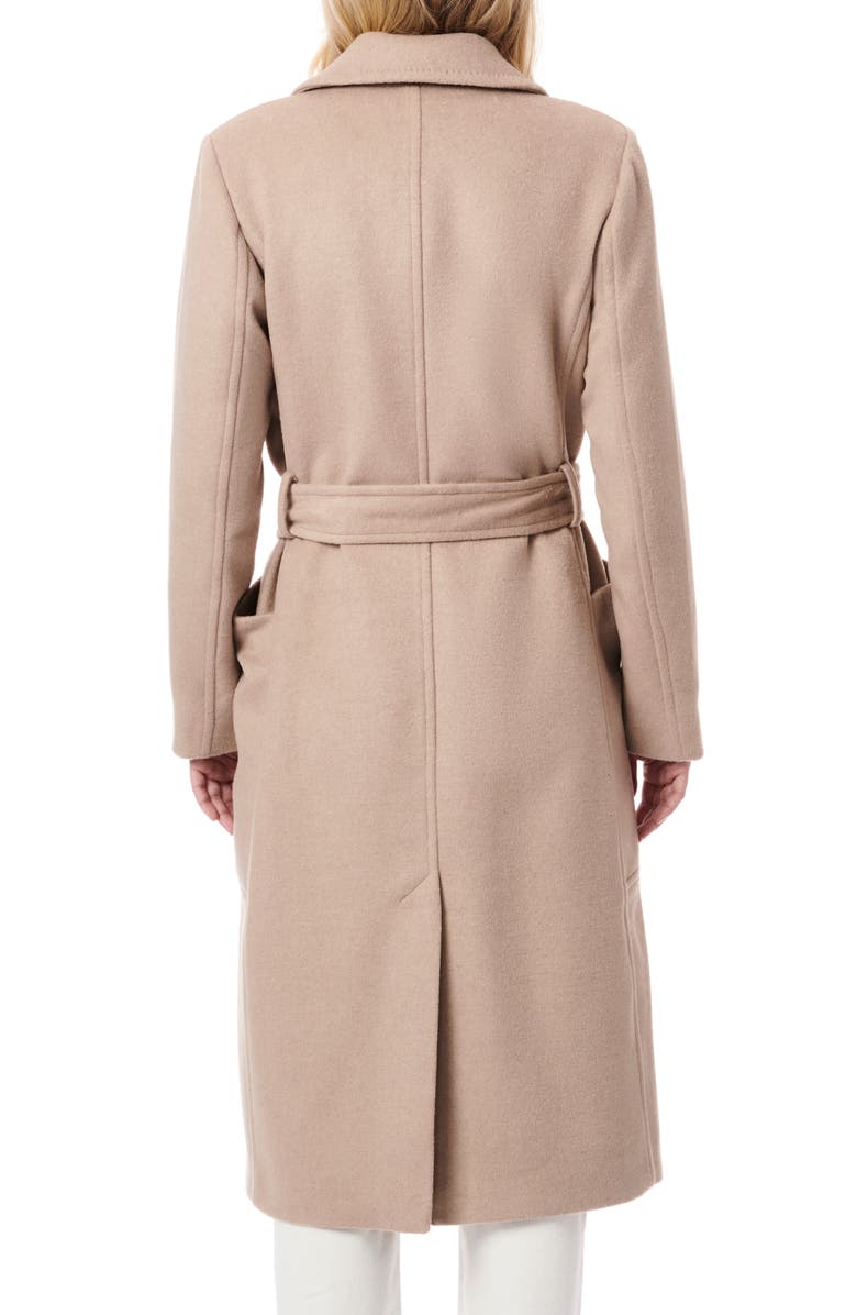 Bernardo Belted Wool Blend Longline Coat, Alternate, color, Oat Milk