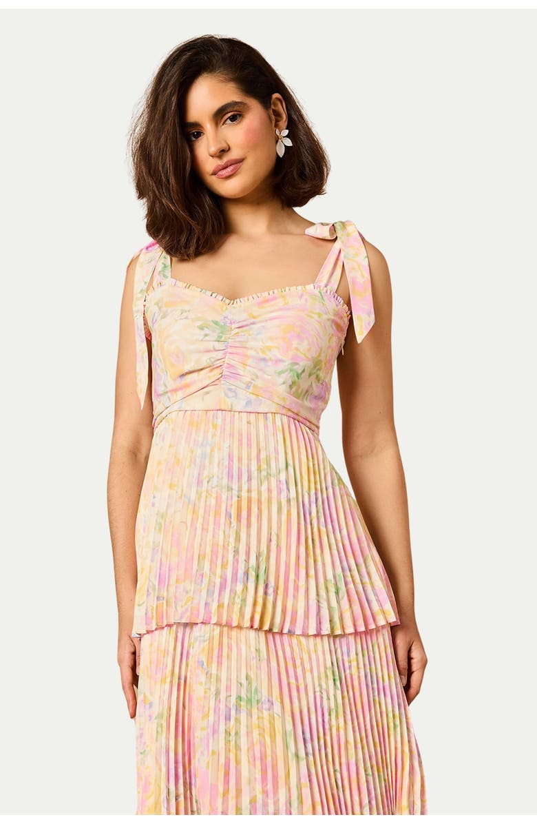 Oasis Pleated Tie Shoulder Midi Dress, Alternate, color, Multi