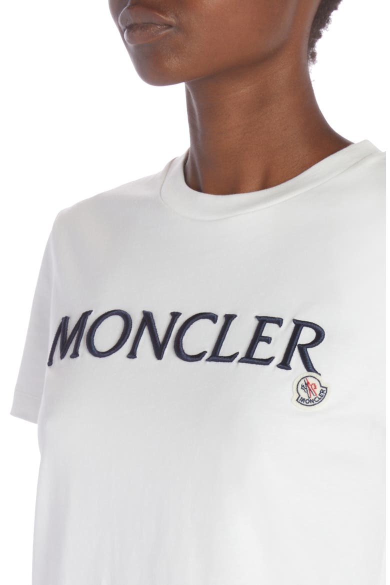 Embroidered Logo Cotton Crewneck T-Shirt, Alternate, color, WHITE