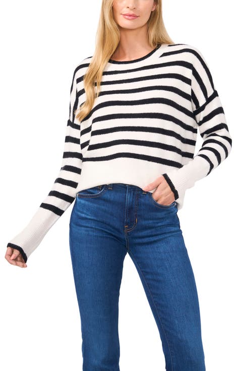 Stripe Boxy Crewneck Sweater