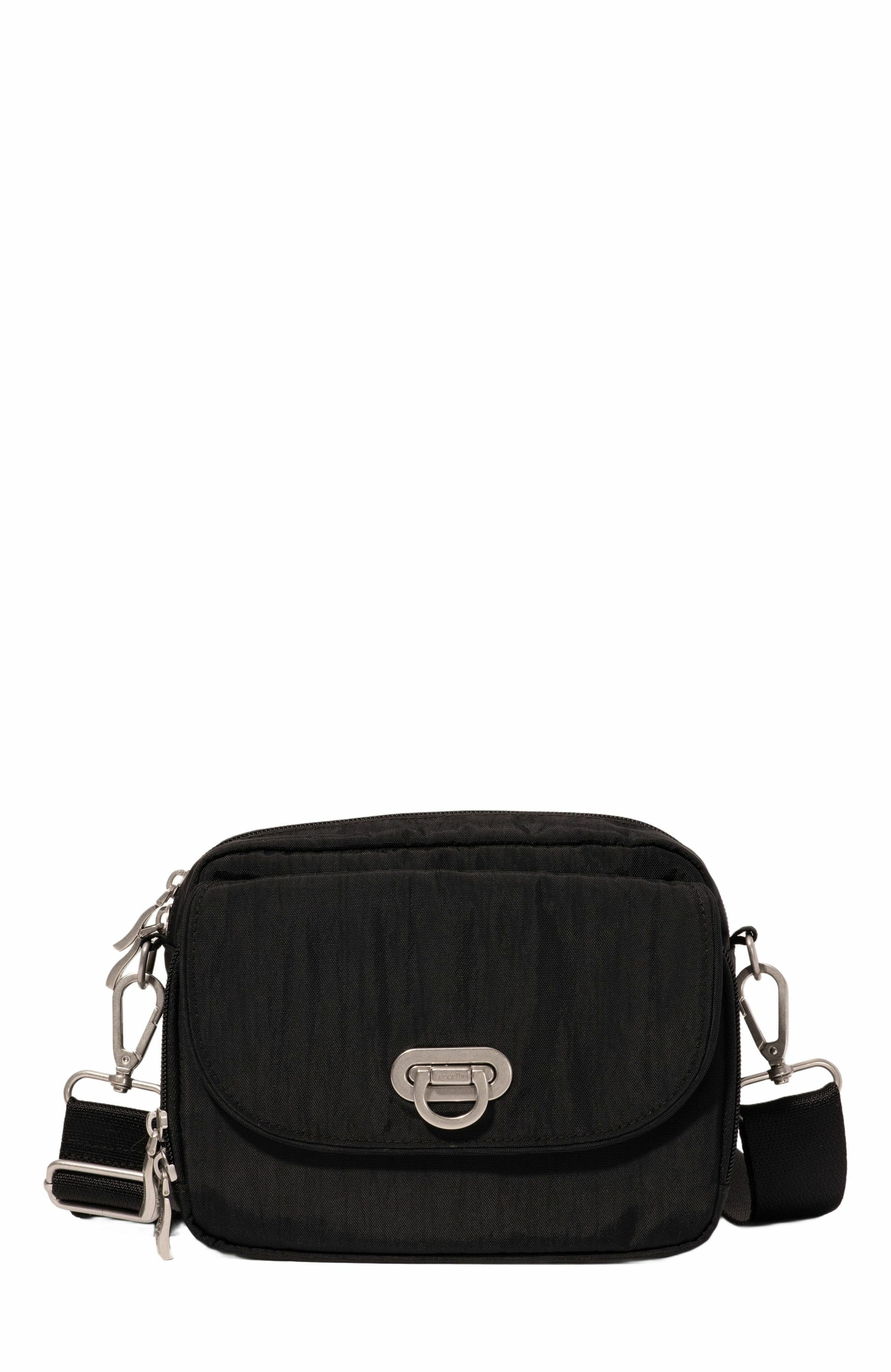 BAGGALLINI Coastal Flip Lock Camera Bag Crossbody in Black 