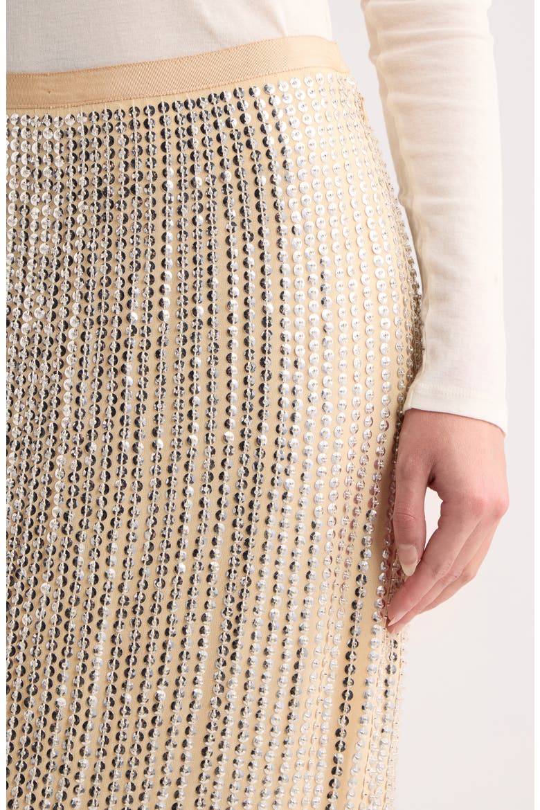 Lili Beaded Georgette Midi Skirt, Alternate, color, BEIGE