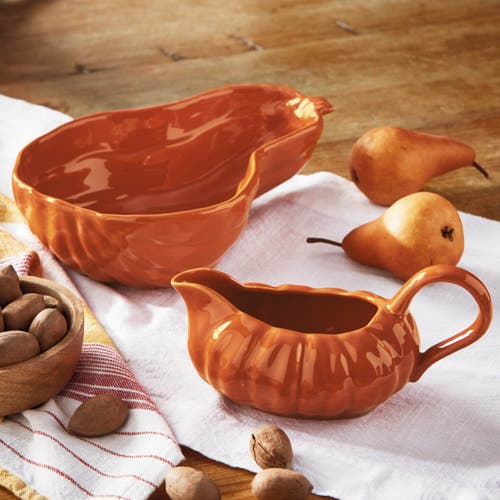 Tag Ceramic Gourd Bowl 50oz Serving Bowl For Thanksgiving Orange In Orange