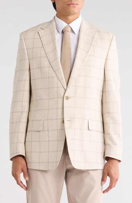 Check Two-Button Linen Blend Sport Coat