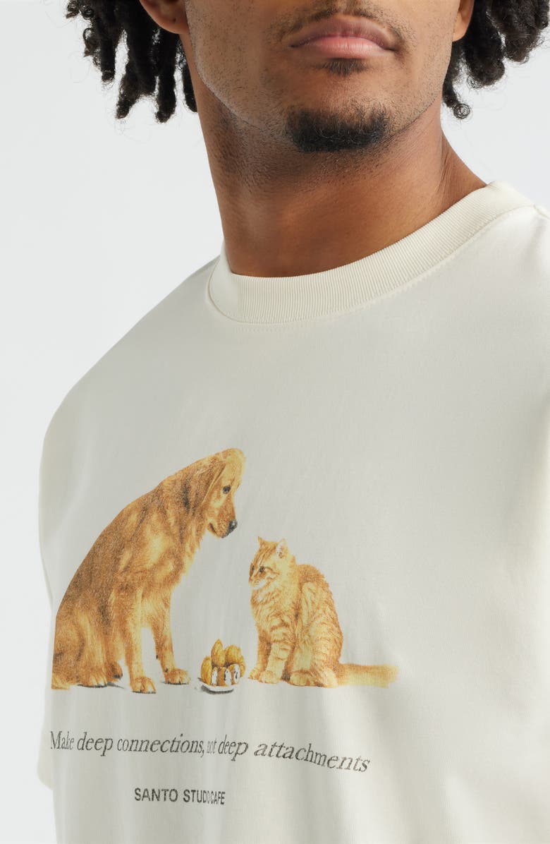 SANTO STUDIO Connections Graphic Cotton T-Shirt, Alternate, color, Cream