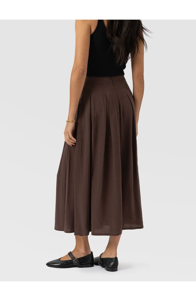 Saint + Sofia Eliza Pleated Skirt, Alternate, color, Brown