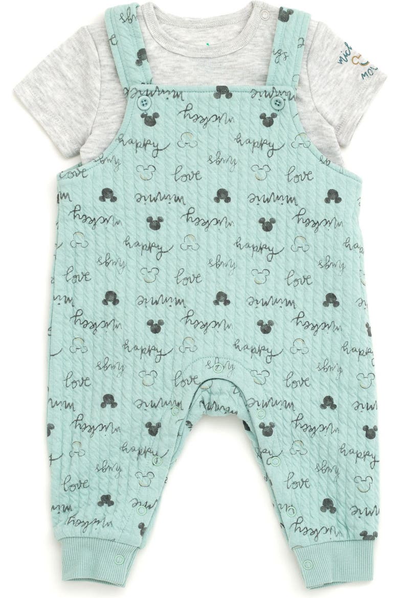 Mickey Mouse & Friends 2-Piece Bodysuit and Overalls Set, Alternate, color, Mickey Minnie Mint