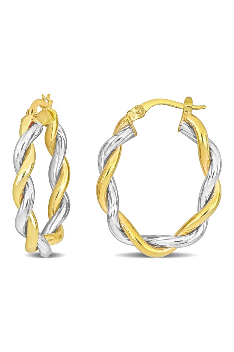 Two-Tone Twisted Oval Hoop Earrings, Main, color, GOLD MULTI