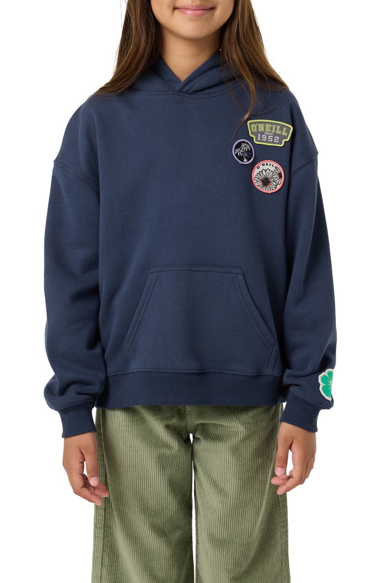 Kids' Patches Oversized Hoodie, Main, color, NAVY