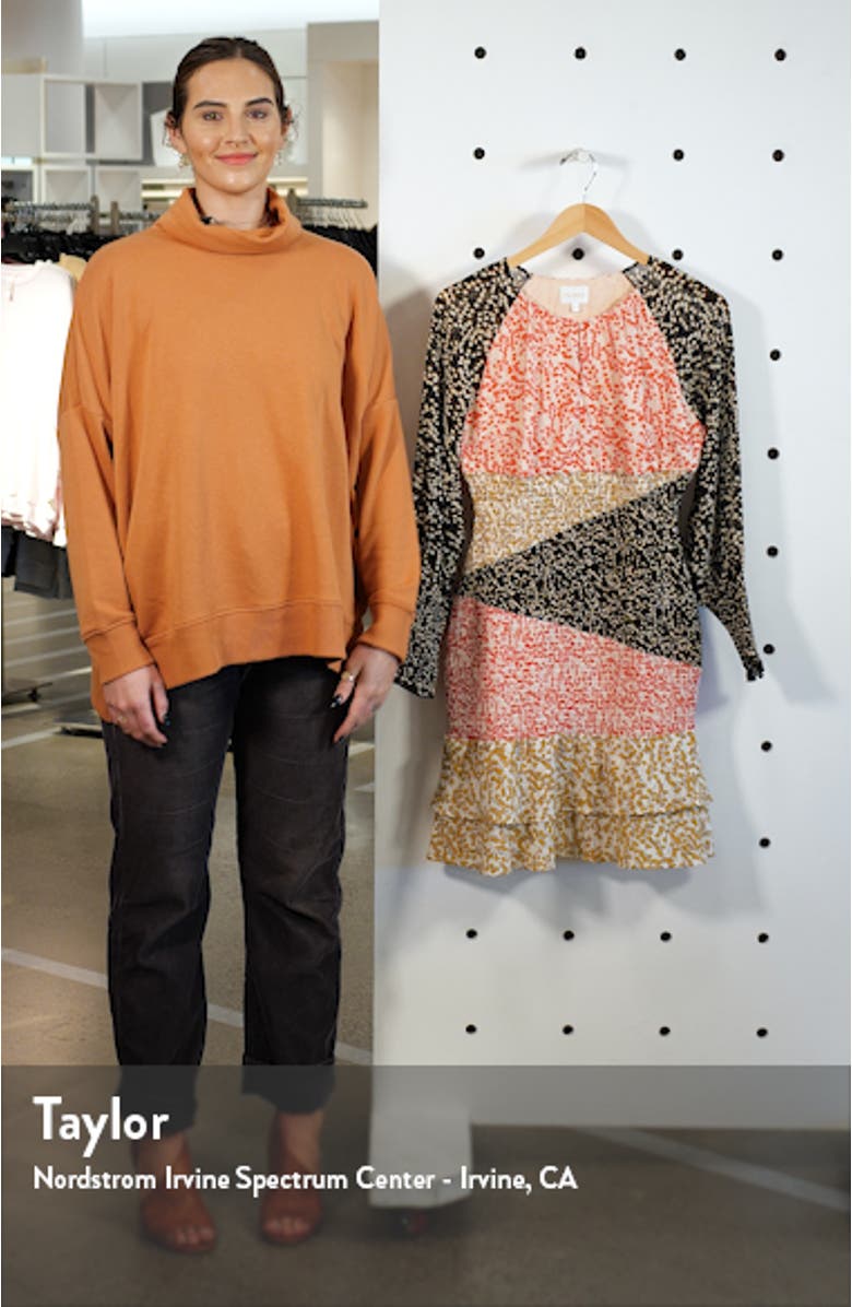 romi　ヘビーオックスフォードビックフーディ Foxiedox Romilly Mixed Print Long Sleeve Smocked Minidress | Nordstrom