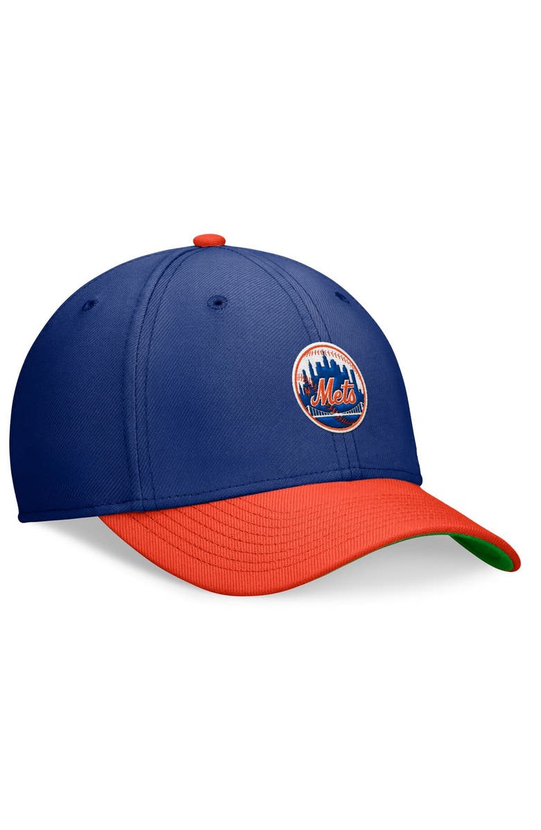 Nike Men's Nike Royal/Orange New York Mets Cooperstown Collection Rewind Swooshflex Performance Hat, Alternate, color, Royal