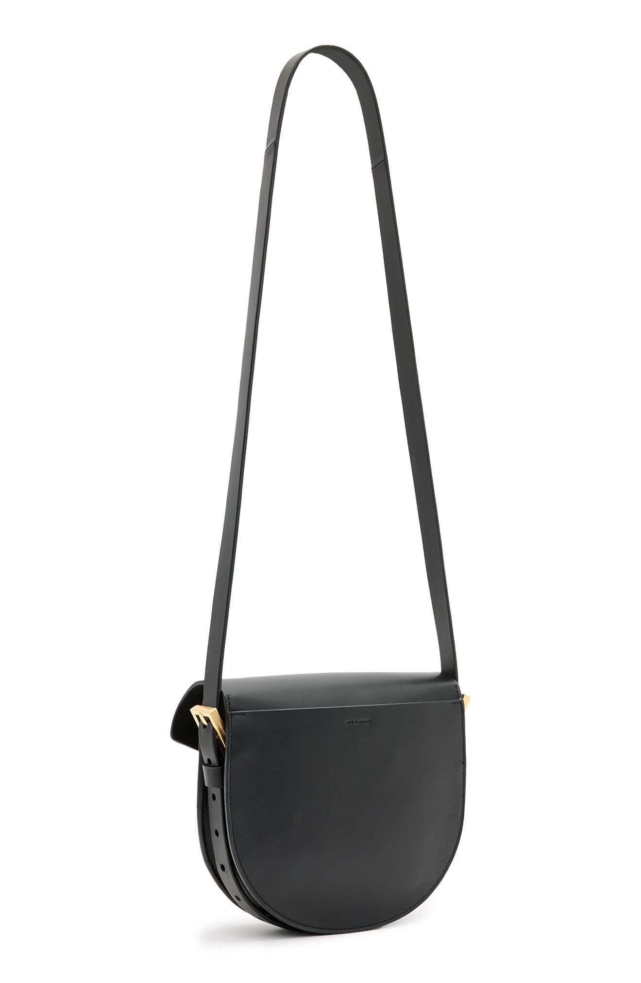 AllSaints Mini Miro Leather Saddle Bag, Alternate, color, 