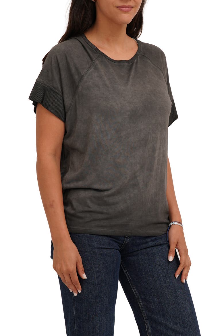 Raglan Sleeve Crewneck T-shirt, Alternate, color, BLACK