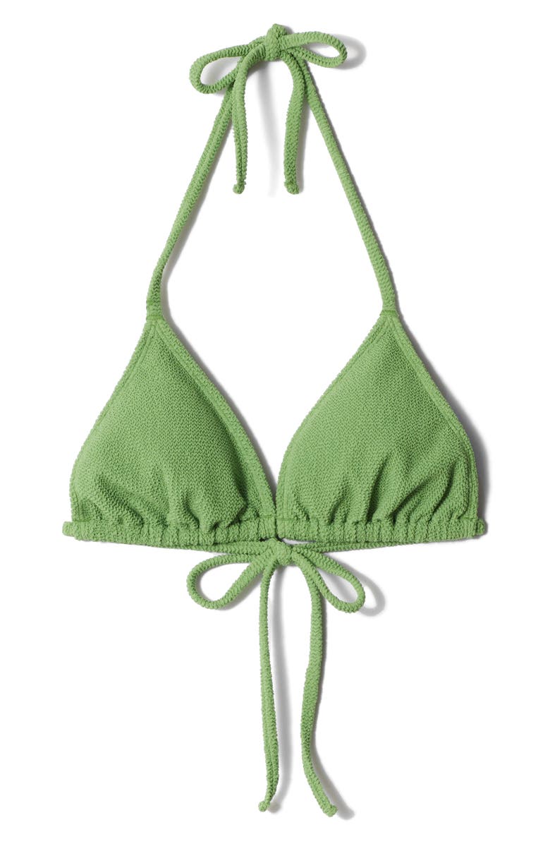 & Other Stories Textured Triangle Bikini Top, Alternate, color, Green Medium