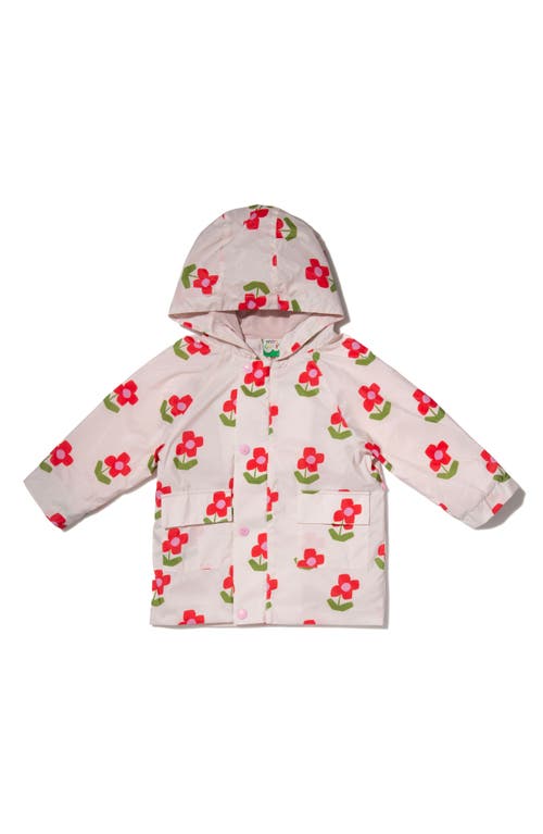 Mon Coeur Kids' Floral Water Repellent Hooded Rain Jacket in Petal Pink Floral 