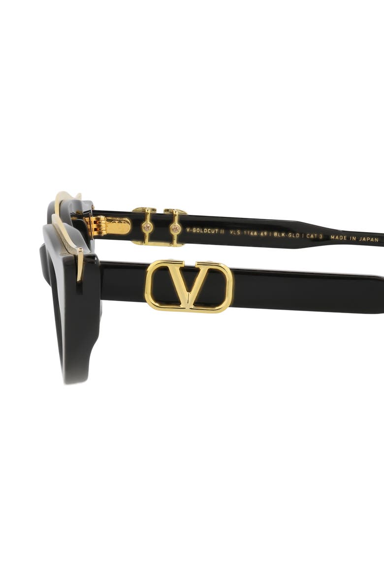 Valentino 49mm Cat Eye Sunglasses, Alternate, color, Black Black Grey