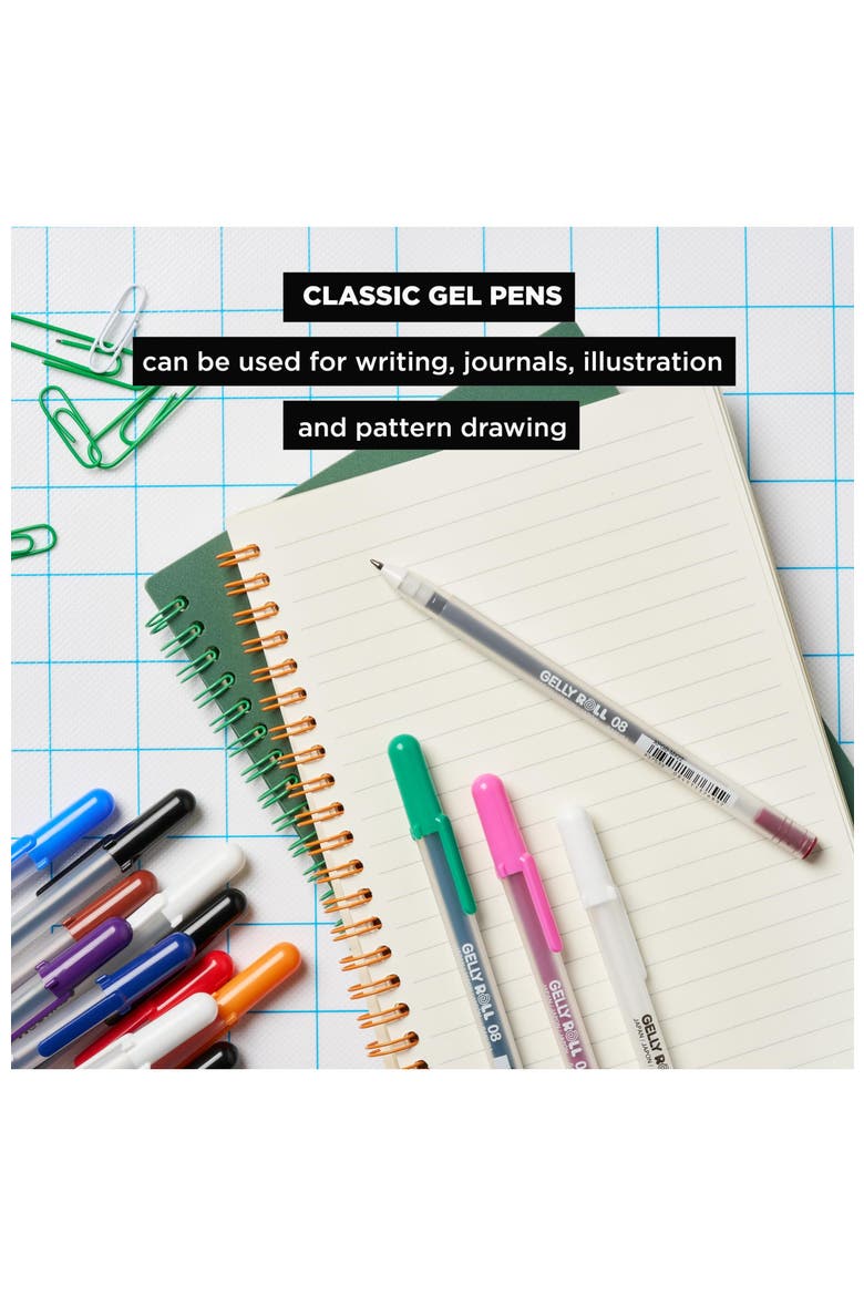 Gelly Roll Gel Pens, Medium Point, 0.4 mm Line, Assorted, 10 Pack, Alternate, color, Multicolor