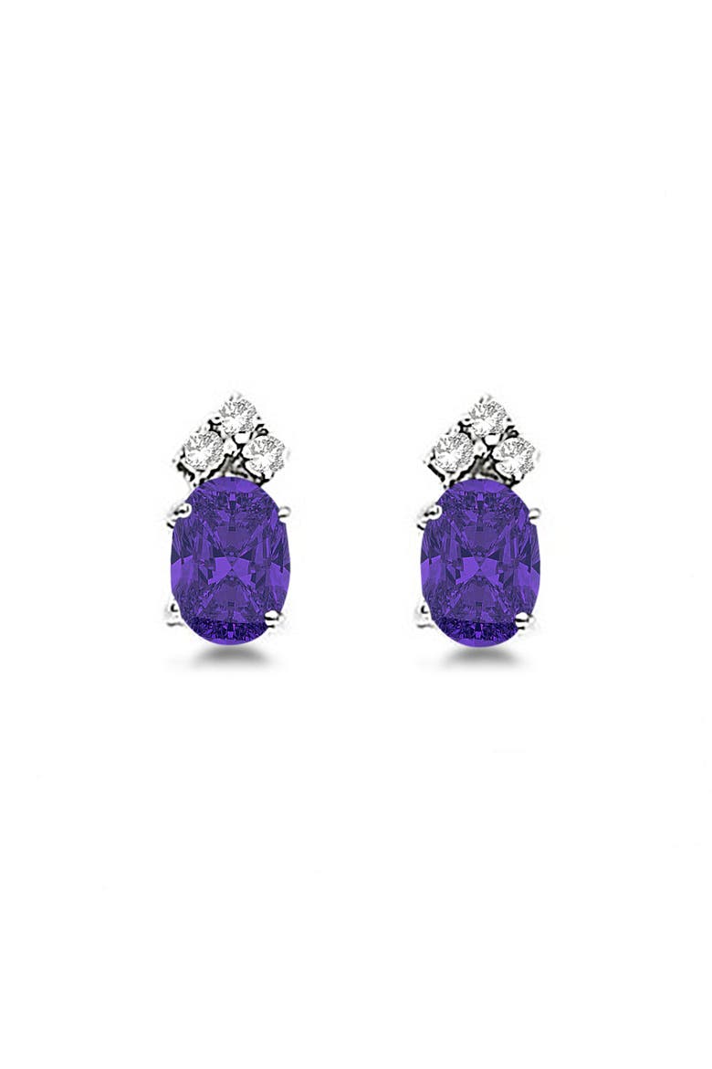 Oval  Stud Earrings 14k, Main, color, tanzanite