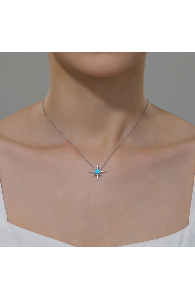 Lafonn Simulated Turquoise Sunburst Pendant Necklace, Alternate, color, 