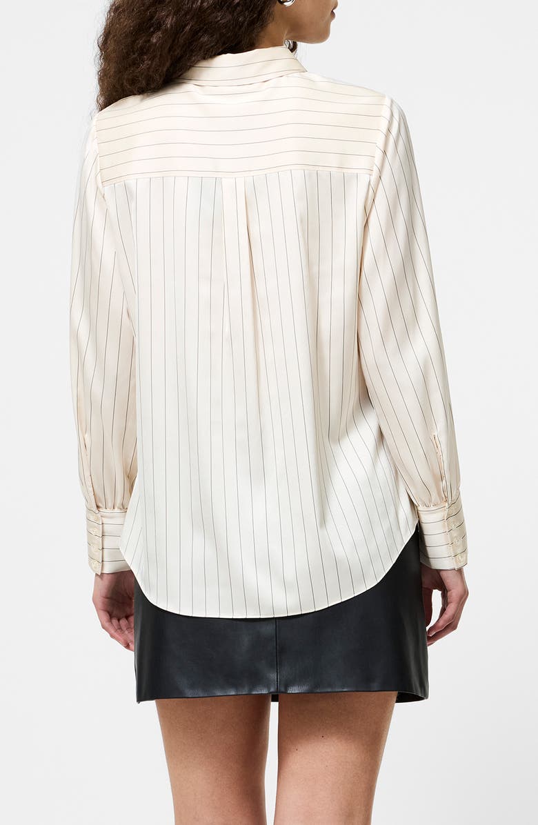 French Connection Pinstripe Satin Shirt, Alternate, color, Porcelain Cream-Black