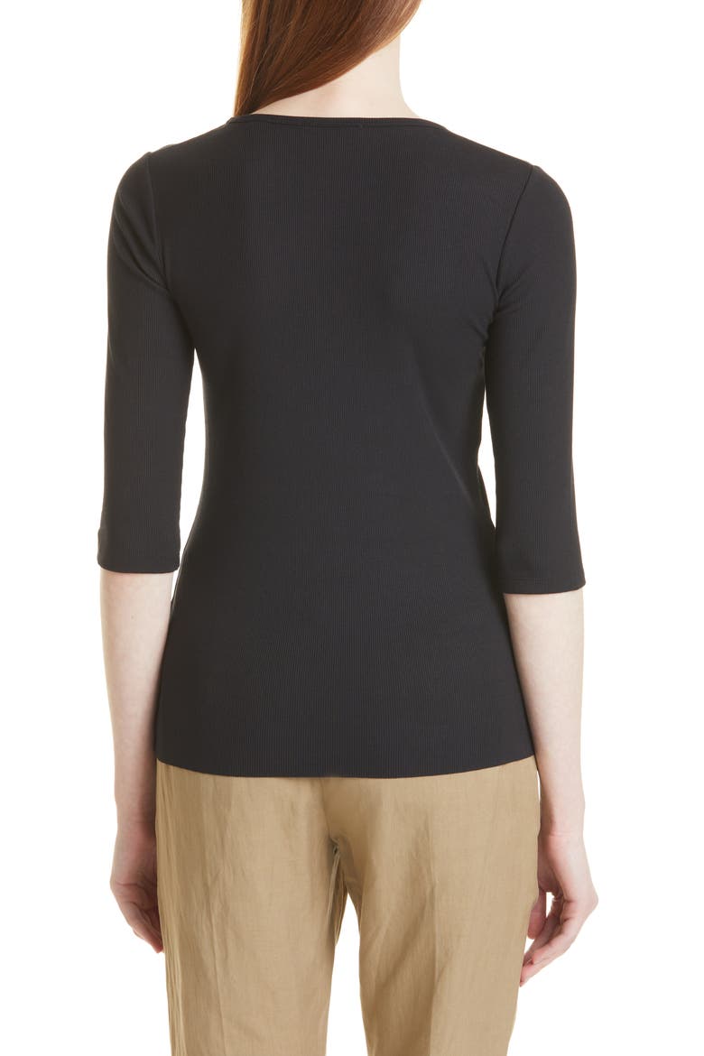 Elbow Sleeve Rib Top, Alternate, color, BLACK
