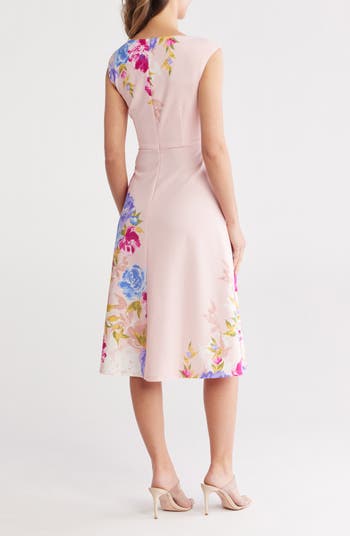 Floral Sleeveless Asymmetric Fit & Flare Dress