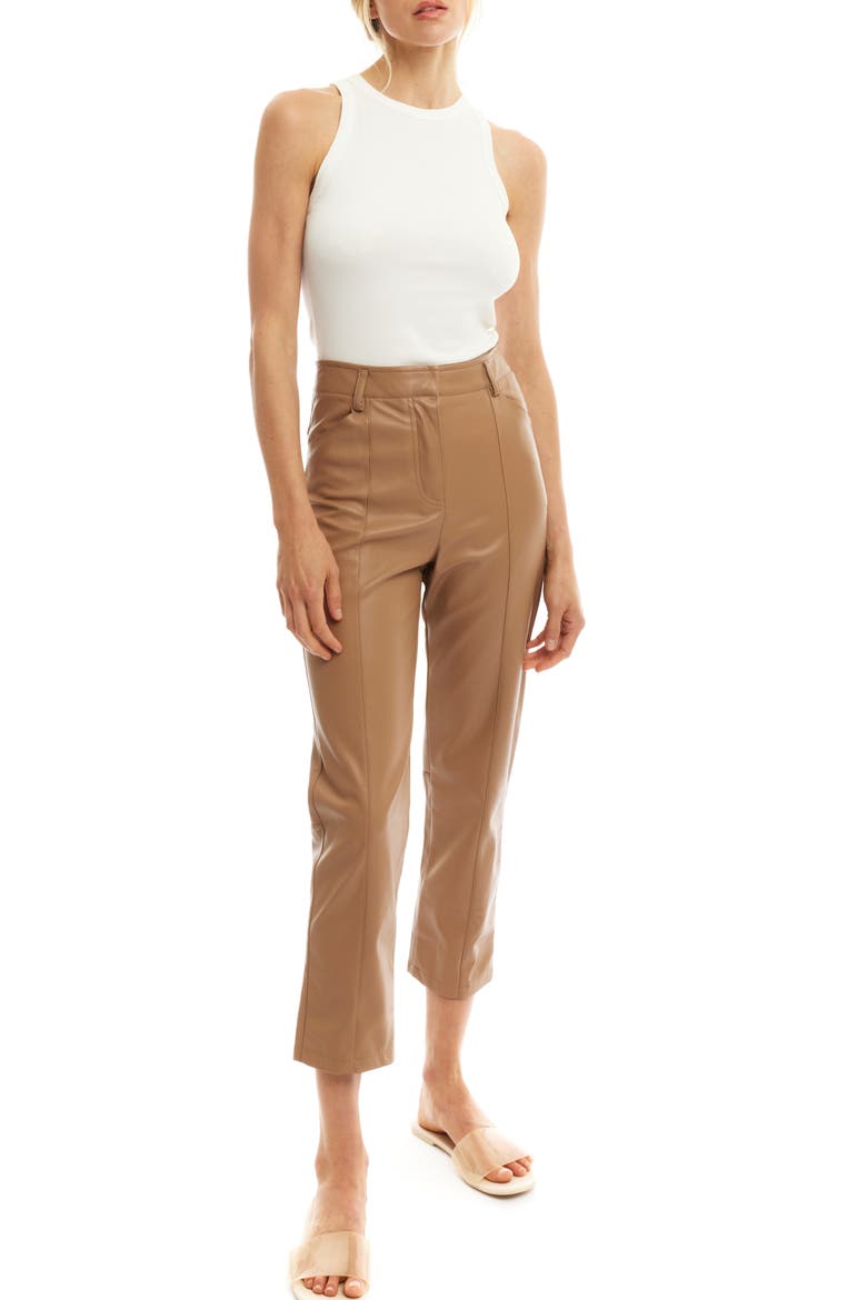 Jen Faux Leather Trousers, Main, color, COGNAC