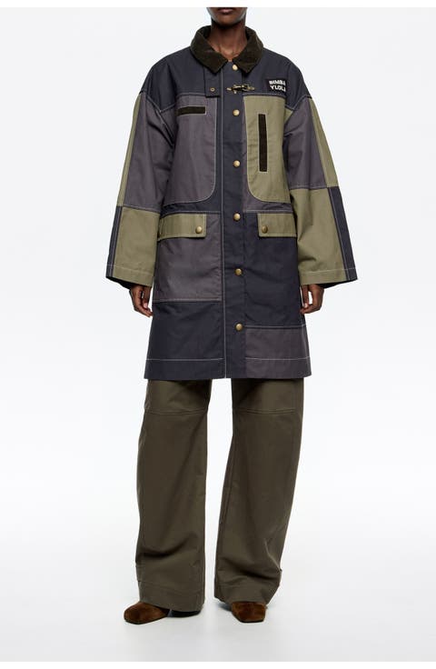 Multicolor Patchwork Midi Trench