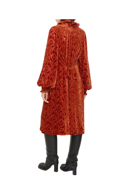 Burberry Baroque Silk Blend Velvet Dress In Red
