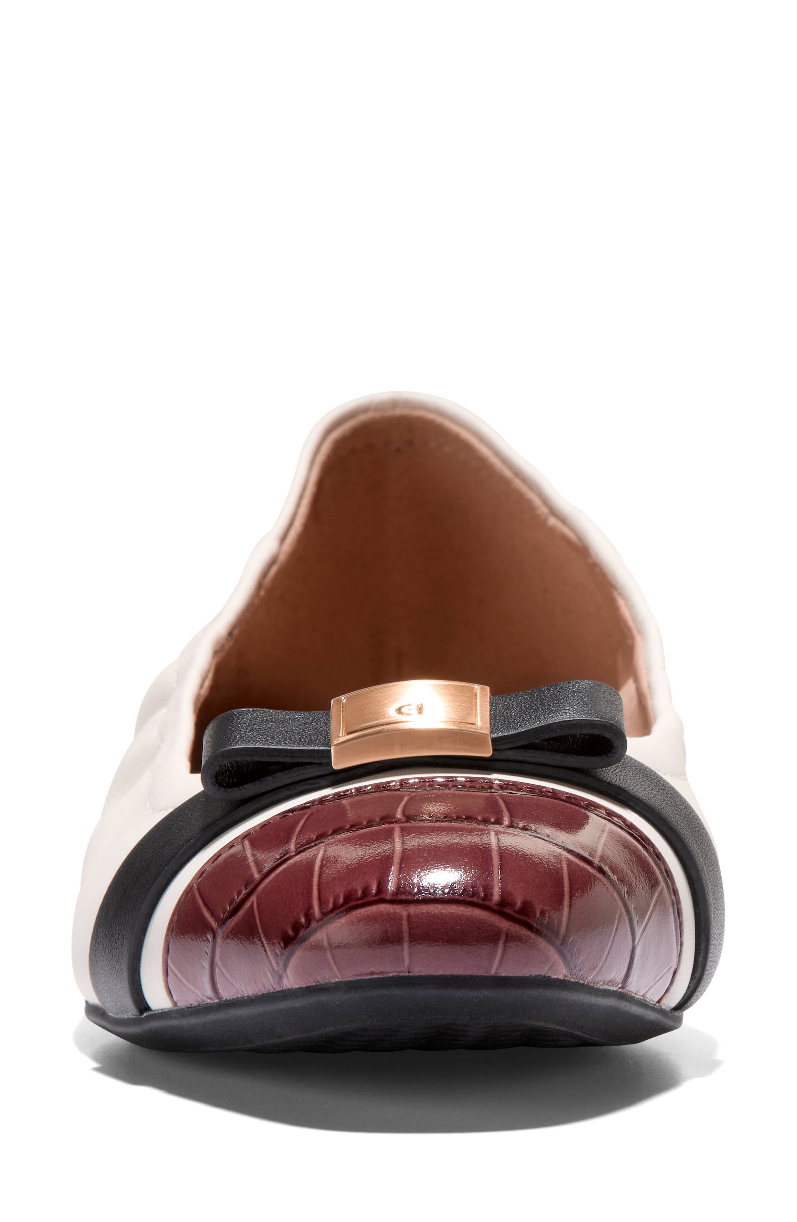 Cole Haan Go-To Tova Bow Ballet Flat, Alternate, color, Powder Leather/ Mahogany Croc