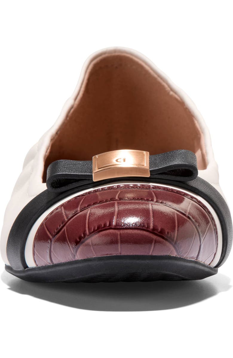 Cole Haan Go-To Tova Bow Ballet Flat, Alternate, color, Powder Leather/ Mahogany Croc