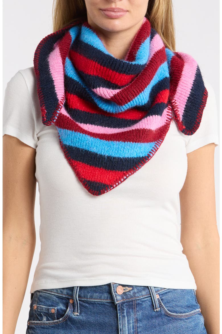 Striped Triangle Scarf, Main, color, PINK