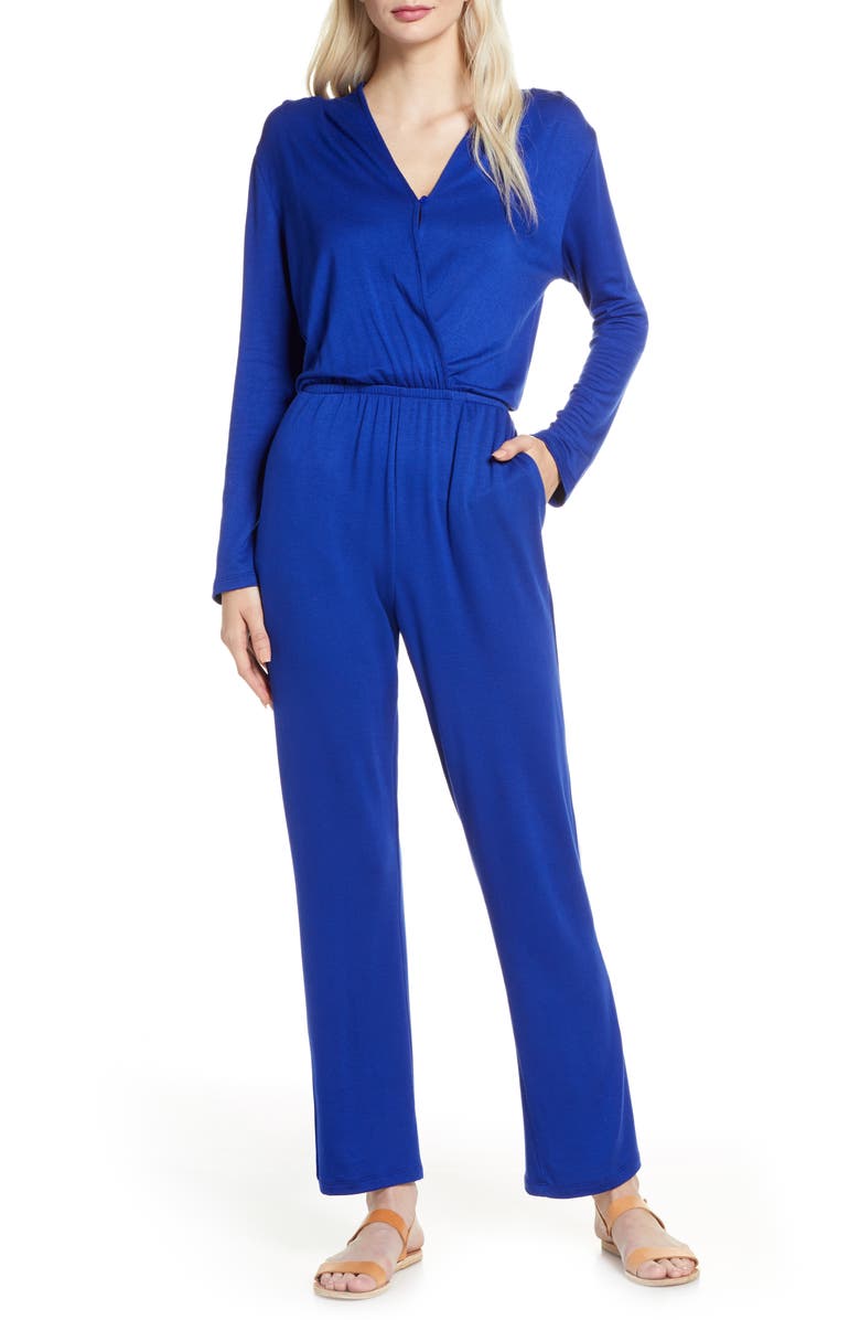 Fraiche by J Long Sleeve Wrap Jumpsuit, Main, color,