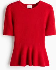 H&M Rib-knit Peplum Top