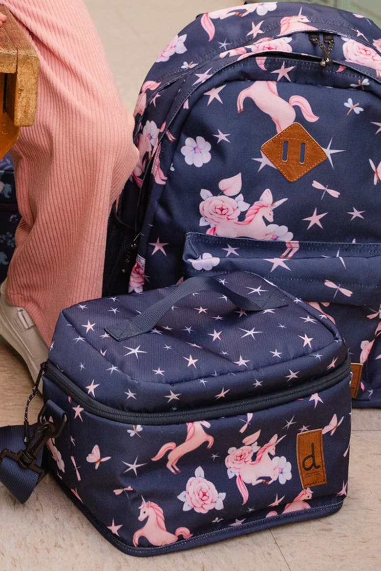 Unicorn Charming Practical Spacious Lunch Box, Alternate, color, Navy Unicorn Print