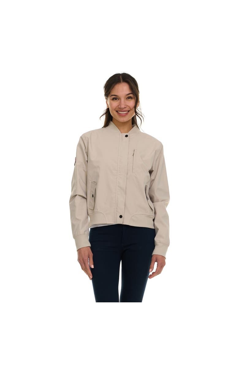 CANADA WEATHER GEAR Women's Bomber Flight Jacket Lightweight Zip-Up Windbreaker, Main, color, Pumice Stone