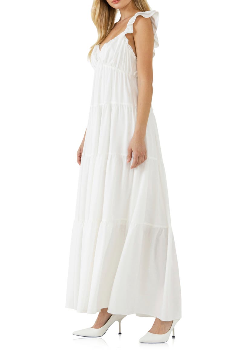 Flutter Sleeve Maxi Dress, Alternate, color, WHITE