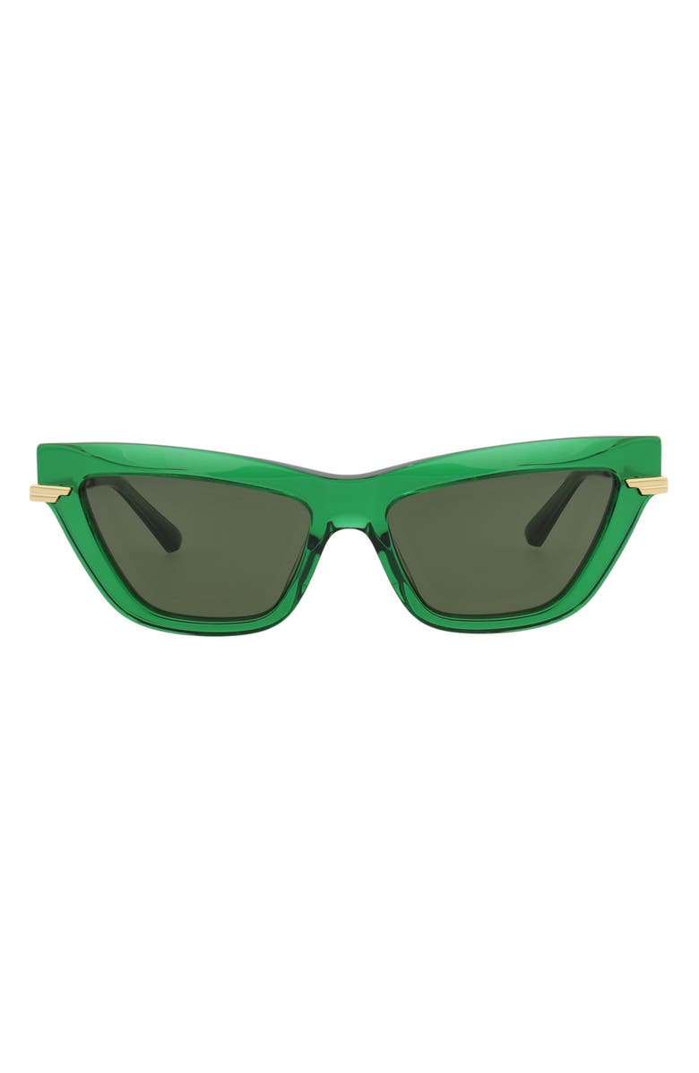 Bottega Veneta 54mm Cat Eye Sunglasses, Main, color, Green Gold Green