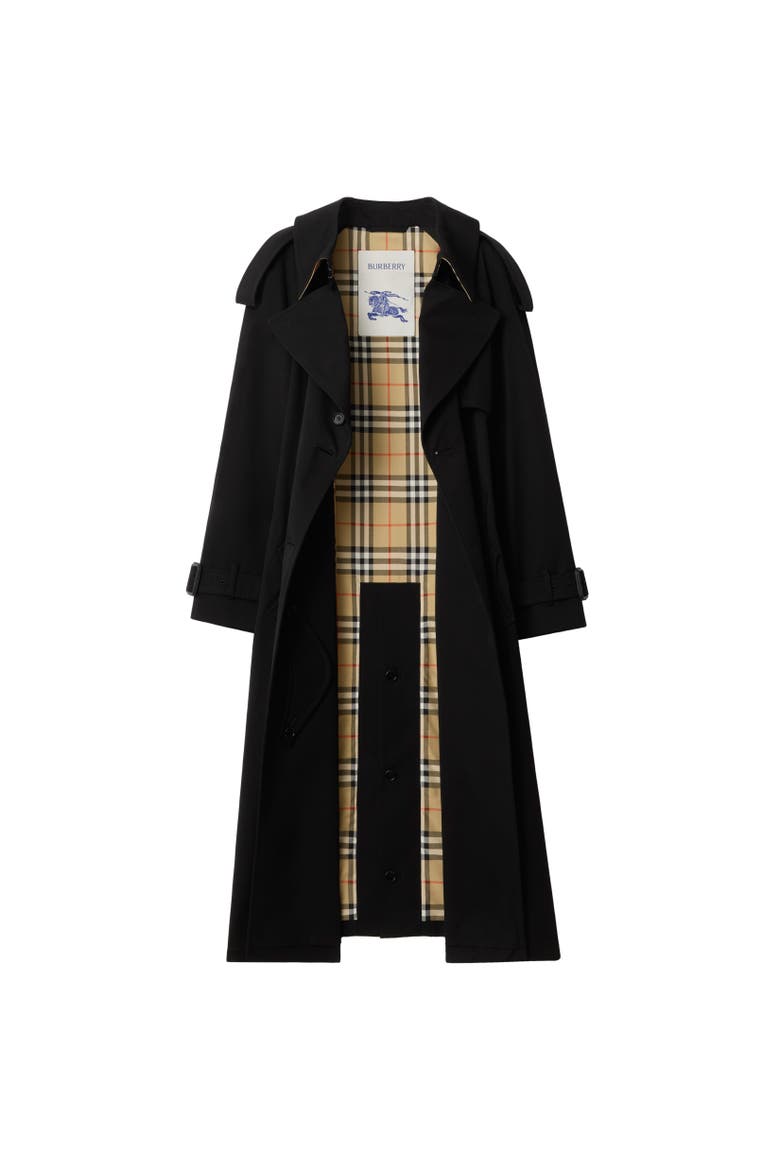 Long Gabardine Fitzrovia Trench Coat, Alternate, color, Deep Black