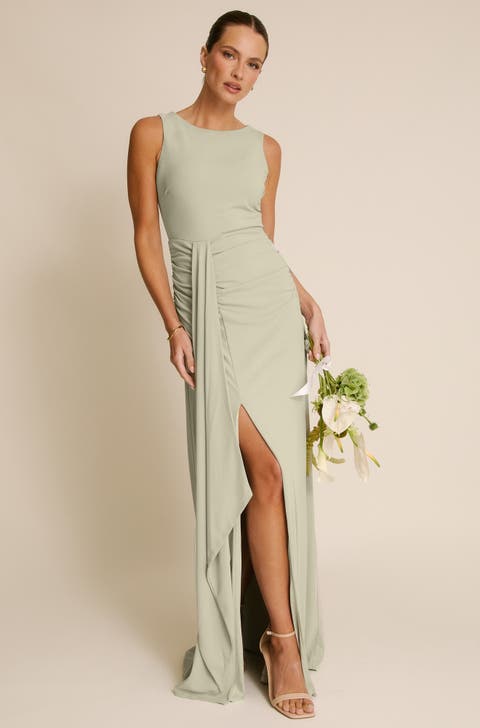 Drape Gathered Sleeveless Stretch