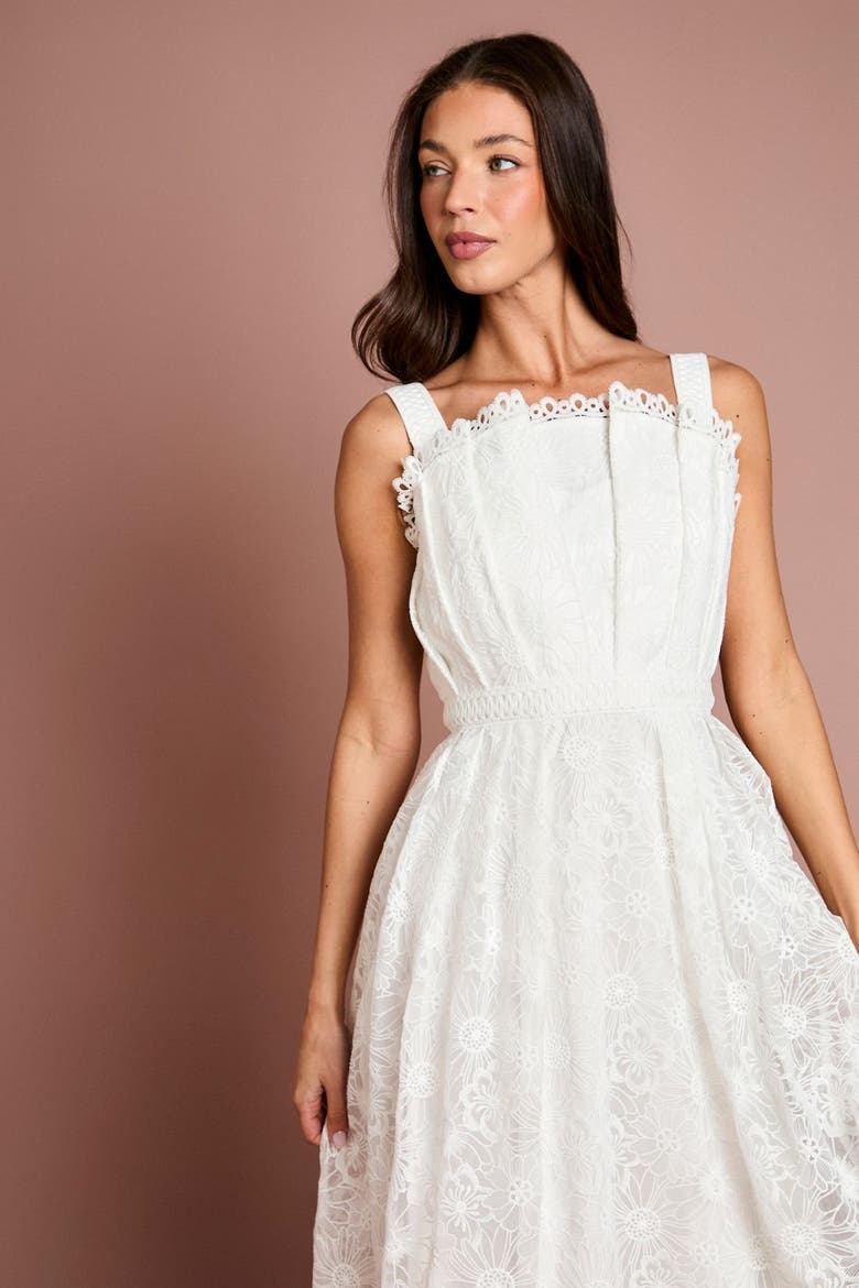 Embroidered Lace Midi Dress, Alternate, color, Ivory