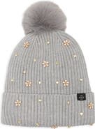 Nanette Lepore Studded Faux Fur Pom Beanie